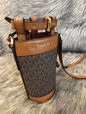 Michael Kors Brown Logo Crossbody Bottle Holder Bag